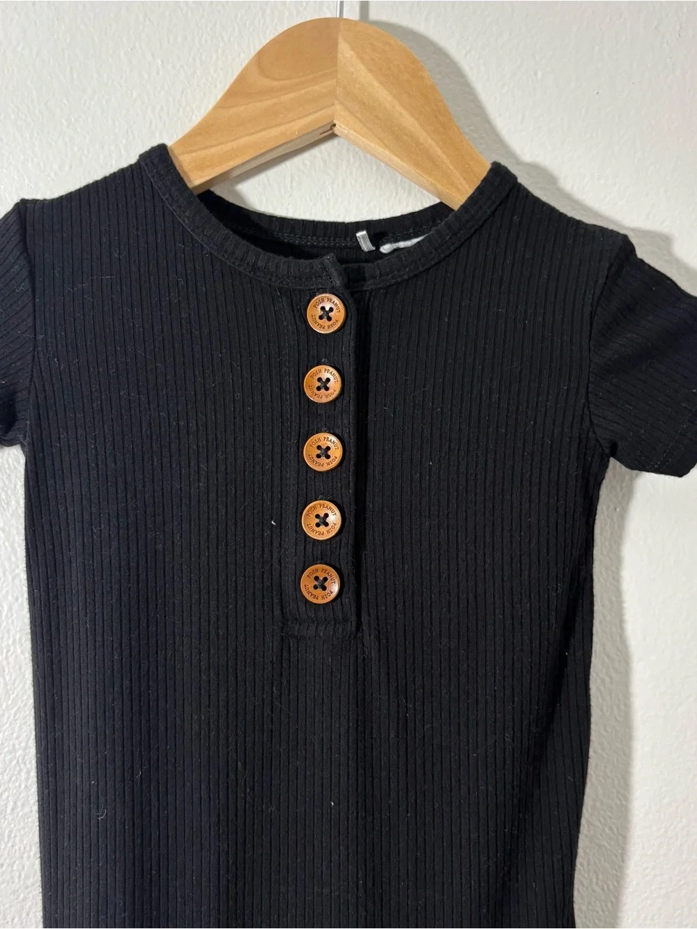 Posh Peanut black ribbed button-detail one piece outfit (9-12 months)